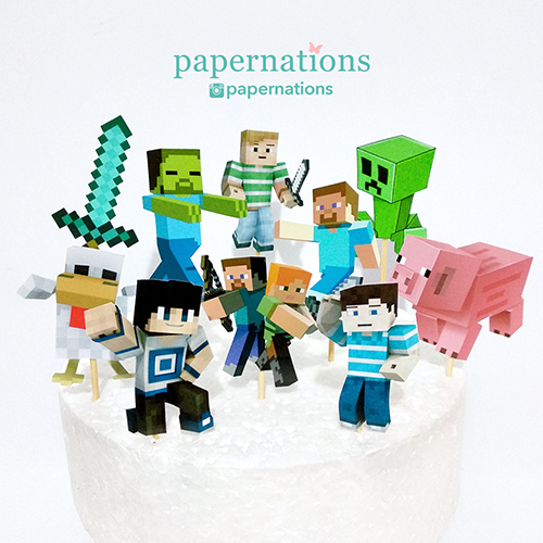 Minecraft Figure Cupcake Toppers